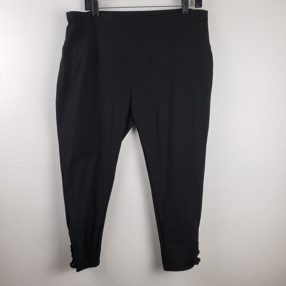 Soft Surroundings Women's L Petite Criss Cross Ladder Ankle Leggings Solid Black
